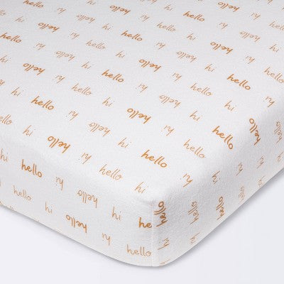 Flannel Fitted Crib Sheet Hello Script - Cloud Island™