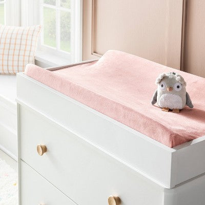  Velvet Polyester Spandex Changing Pad Cover - Pink - Cloud Island™