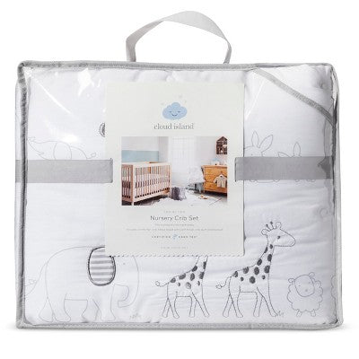  Crib Bedding Set Two By Two 4pc - Cloud Island™ Gray
