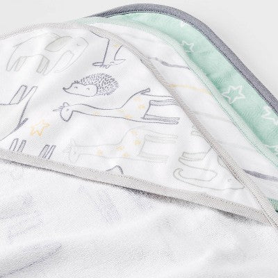  Baby 3pk Little Peanut Hooded Bath Towel - Cloud Island™ Mint Green