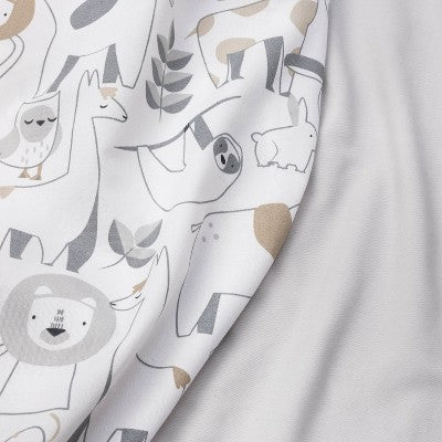  Crib Fitted Sheets Animals And Gray Solid - Cloud Island™ - 2pk