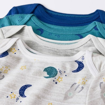  Baby 4pk Short Sleeve Bodysuit - Cloud Island™ Blue