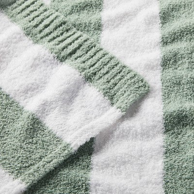 Chenille Stripe Baby Blanket - Green And White Stripe - Cloud Island™
