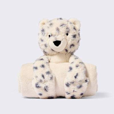  Plush Blanket With Soft Toy - Cream Leopard - Cloud Island™