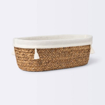 Natural Weave Oval Storage Bin With Waffle Weave Liner - Cloud Island™