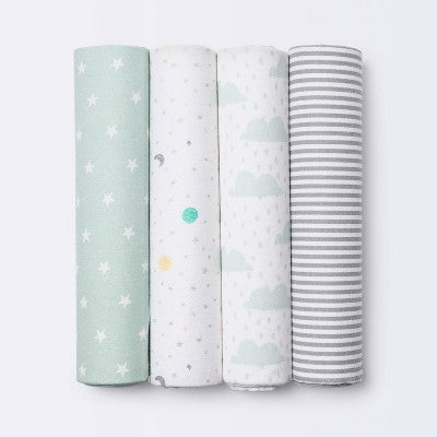  Flannel Baby Blankets Space - Cloud Island™ 4pk