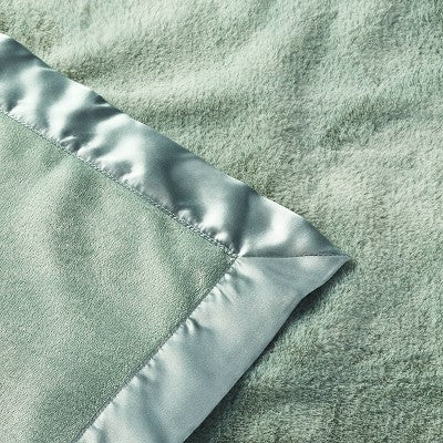  Solid Satin Edge Plush Blanket - Green - Cloud Island™