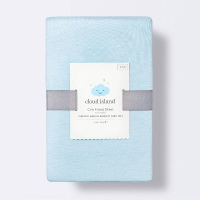  Polyester Rayon Fitted Crib Sheet - Solid Blue - Cloud Island™