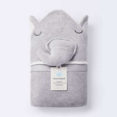  Baby Elephant Hooded Towel - Cloud Island™ Gray