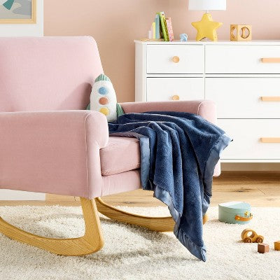  Solid Satin Edge Plush Baby Blanket - Blue Steel - Cloud Island™