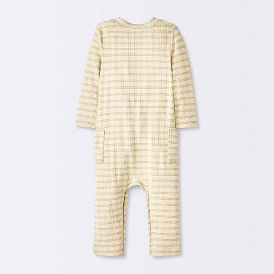  Baby Jacquard Checkered Romper & Hat - Cloud Island™ Tan
