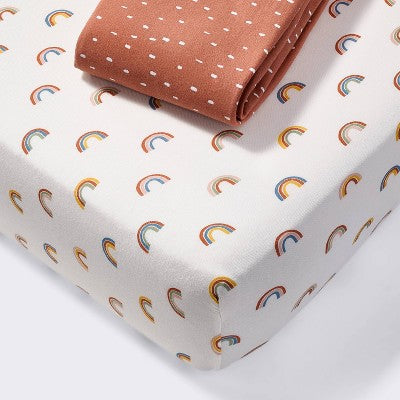  Fitted Jersey Crib Sheet - Rainbows - 2pk - Cloud Island™