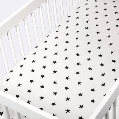  Flannel Fitted Crib Sheet Stars - Cloud Island™ - Cream/Black