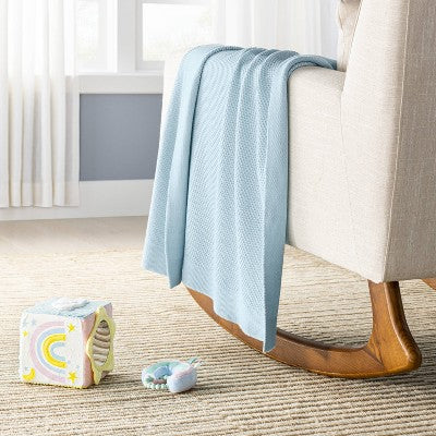  Seed Stitch Sweater Knit Baby Blanket - Light Blue - Cloud Island™