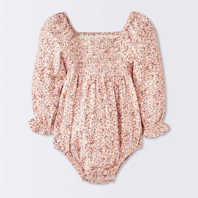  Baby Girls' Floral Smocked Romper - Cloud Island™ Pink