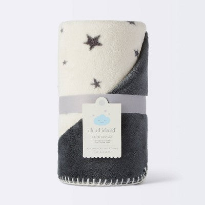 Plush Baby Blanket Gray Stars - Gray - Cloud Island™