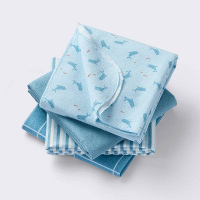  Flannel Baby Blanket - Whales - 4pk - Cloud Island™