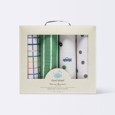  Flannel Baby Blanket 4pk - Cloud Island™ Trucks