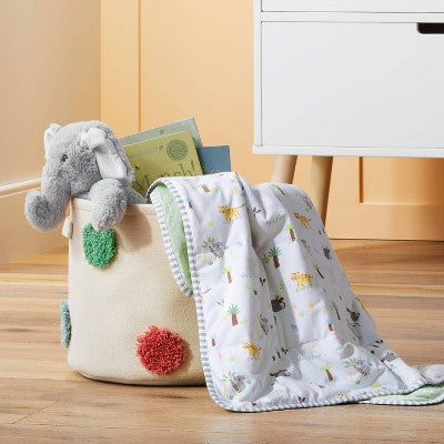  Jersey Knit Reversible Baby Blanket Jungle Animals - Cloud Island™ Gray/Green