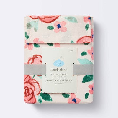  Cotton Fitted Crib Sheet - Large Floral Blooms - Cloud Island™