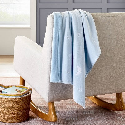  Plush Ribbed Blanket - Cloud Island™ Blue Stars