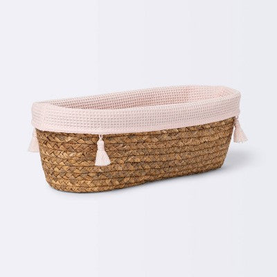  Natural Weave Oval Storage Bin With Waffle Weave Liner - Cloud Island™