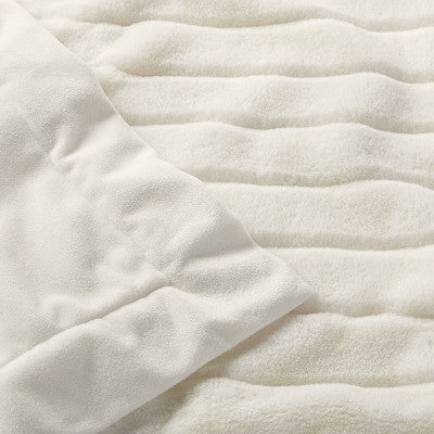  Faux Fur With Channel Carving Baby Blanket - Cream - Cloud Island™