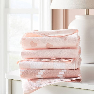  Flannel Baby Blanket - Pink Hearts And Chevron - Cloud Island™