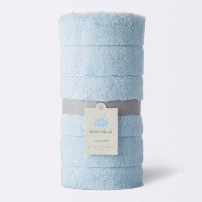  Faux Fur With Channel Carving Baby Blanket - Cloud Island™ - Light Blue