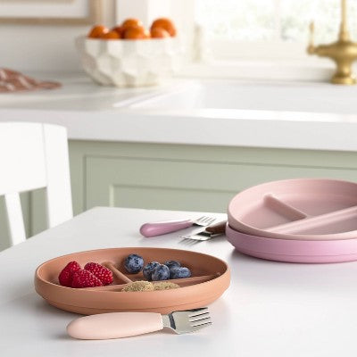  Plastic Plates - 3pk - Rust/Pink - Cloud Island™