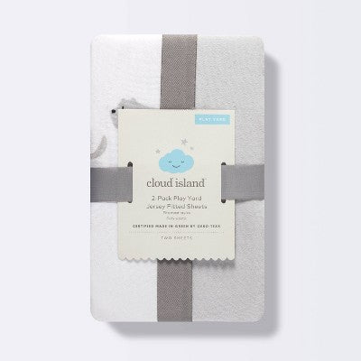  Fitted Play Yard Jersey Sheet 2pk - Cloud Island™ Two By Two Animals And Solid Gray