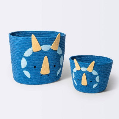  Coiled Rope Forest Animal Small Round Storage Basket - Dinosaur - Cloud Island™