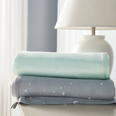  Jersey Swaddle Blanket 2pk - Cloud Island™ Gray Stars