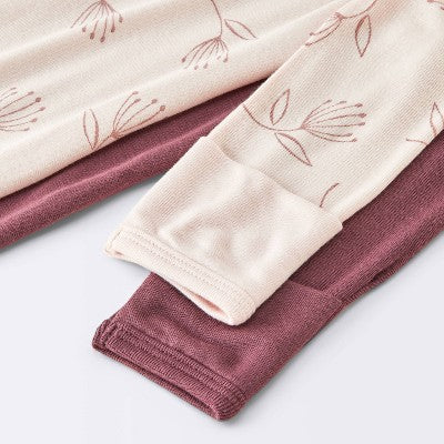 Baby Girls' 2pk Floral Soft Blend Sleep N' Play - Cloud Island™ Burgundy