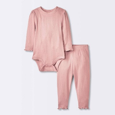  Baby Girls' 2pc Pointelle Set - Cloud Island™ Pink