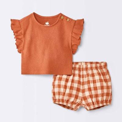  Baby Girls' 2pc Flutter Gingham Set - Cloud Island™ Blue