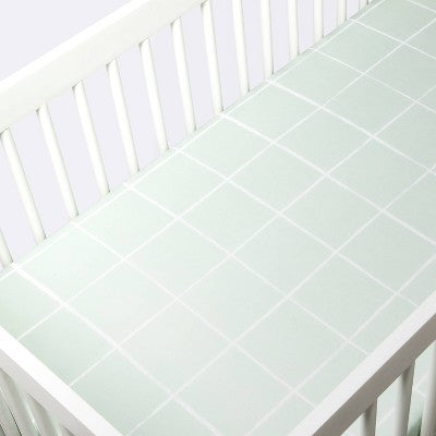  Fitted Crib Sheet - Cloud Island™ Mint Windowpane