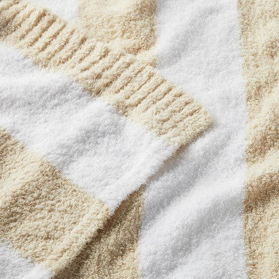  Chenille Stripe Baby Blanket - Khaki And White Stripes - Cloud Island™