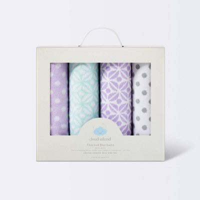  Flannel Baby Blankets Pretty In Purple 4pk - Cloud Island™ Purple