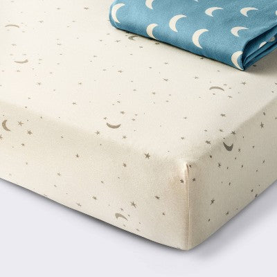  Fitted Jersey Crib Sheet - Moon Stars - 2pk - Cloud Island™