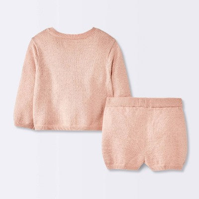  Baby Girls' 2pc Pointelle Sweater Set - Cloud Island™ Pink
