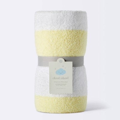  Chenille Stripe Baby Blanket - Yellow And White Stripes - Cloud Island™
