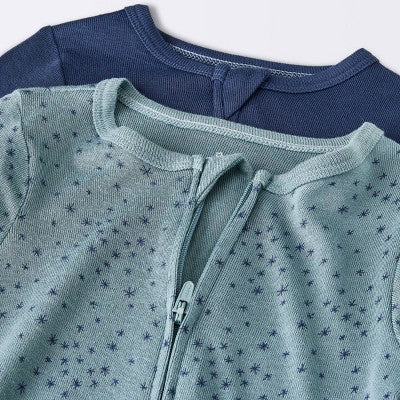  Baby Boys' 2pk Stars So Very Soft Modal Blend Romper - Cloud Island™ Navy Blue