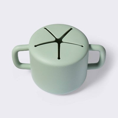  Silicone Snack Cup With Lid - Green - Cloud Island™