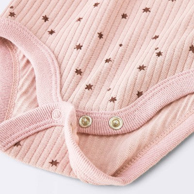  Baby Girls' 2pc Stars Wide Ribbed Long Sleeve Top & Pants Set - Cloud Island™ Pink