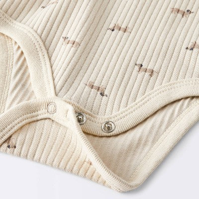  Baby 2pc Weiner Dogs Wide Ribbed Top & Bottom Set - Cloud Island™ Khaki