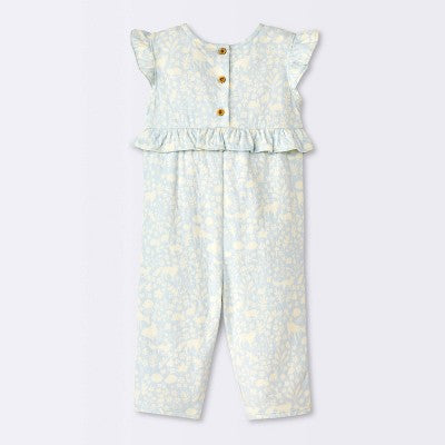  Baby Girls' Long Leg Floral Romper - Cloud Island™ Blue