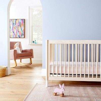  Polyester Rayon Fitted Crib Sheet - Pink Gingham - Cloud Island™