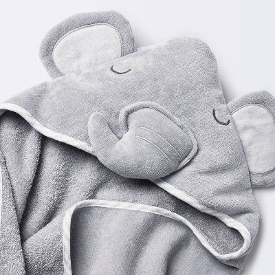  Baby Elephant Hooded Towel - Cloud Island™ Gray