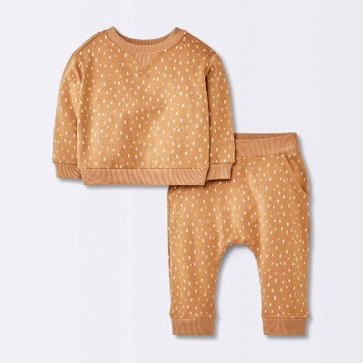  Baby Boys' 2pc Graphic Sweatshirt & Jogger Pants Set - Cloud Island™ Light Brown